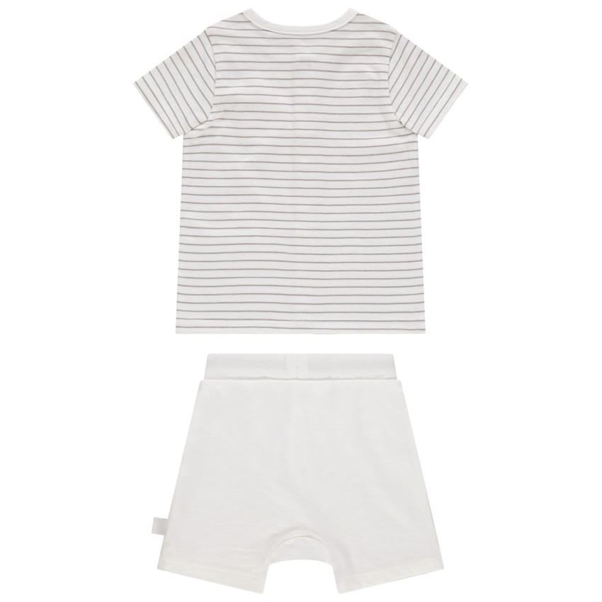 Σέτ από βαμβάκι με ριγέ μπλούζα και μονόχρωμο σορτς για μωρό αγόρι 
