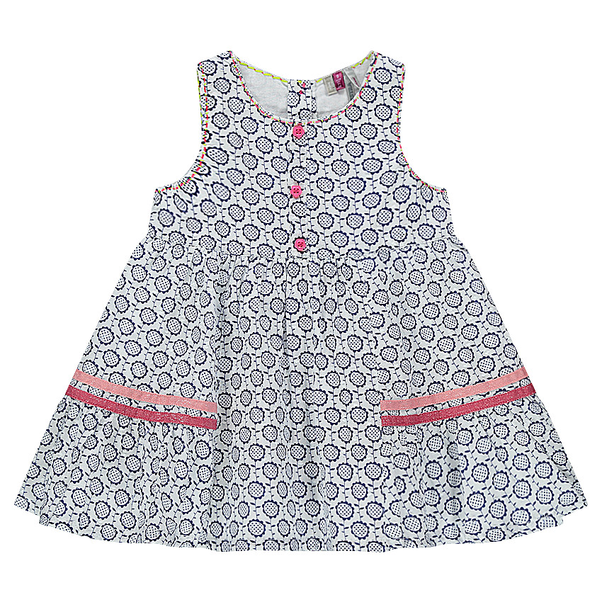 Robe évasée à fleurs fantaisie et rubans pailletés 