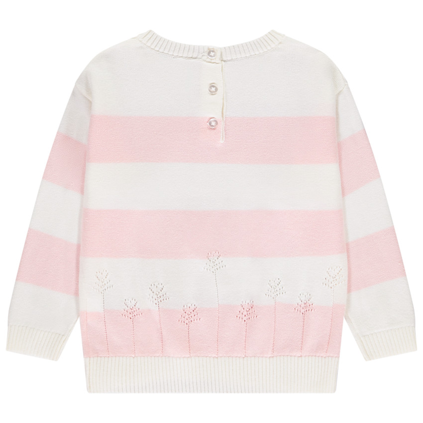 Πουλόβερ πλεκτό με ρίγες και σχέδιο λουλουδιών για κορίτσι μωρού 