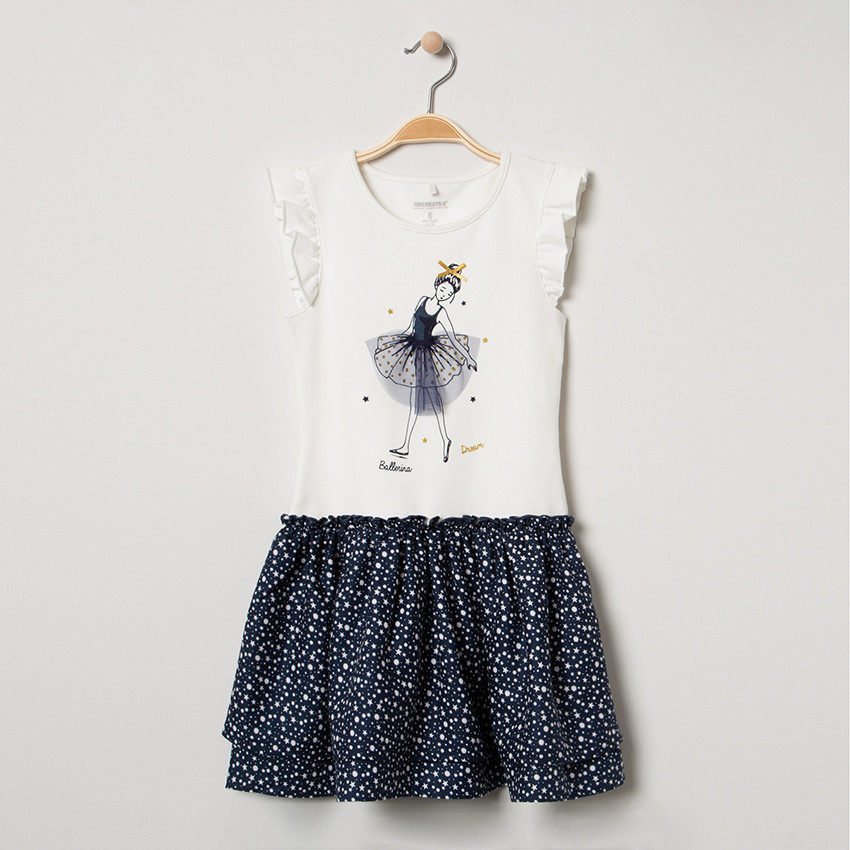 Κοντομάνικο φόρεμα 2 σε 1 με στάμπα χορεύτρια  