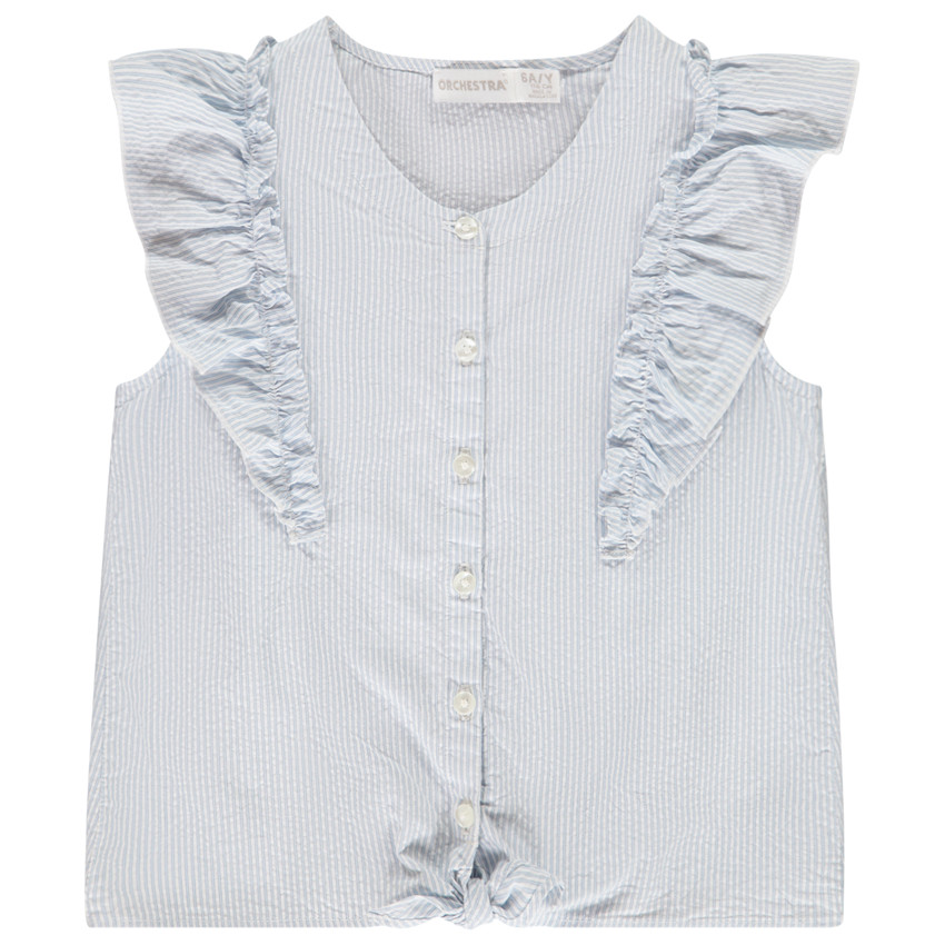 Πουκάμισο ριγέ με μεγάλα βολάν για κορίτσι 