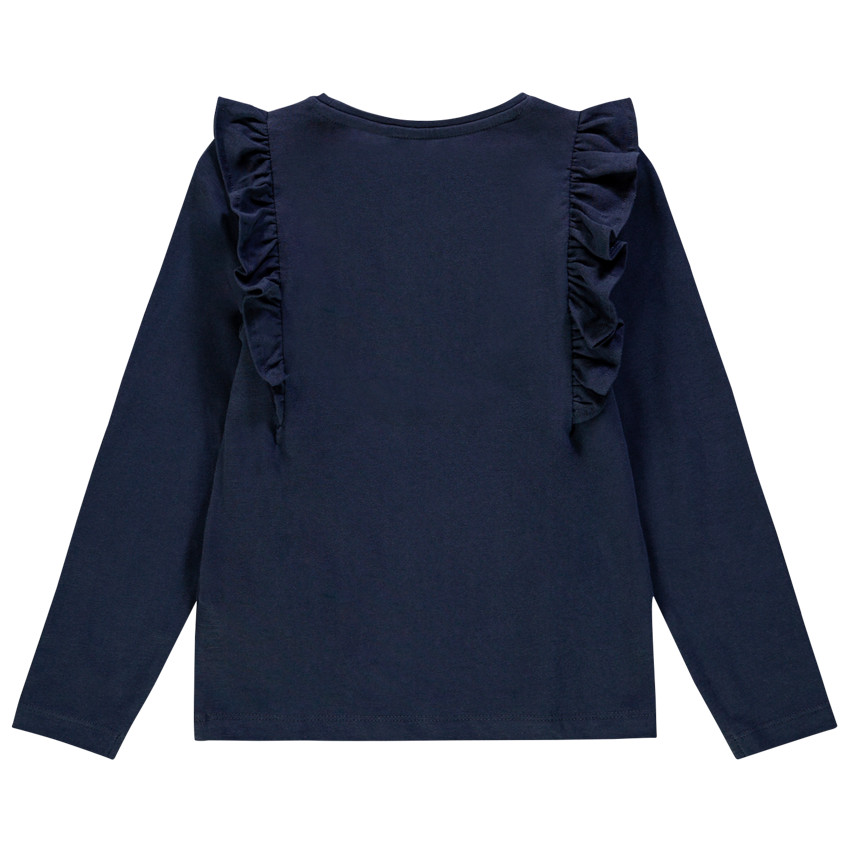 T-shirt μακρυμάνικο για κόριτσι με βολάν και σχέδιο ποδήλατο 