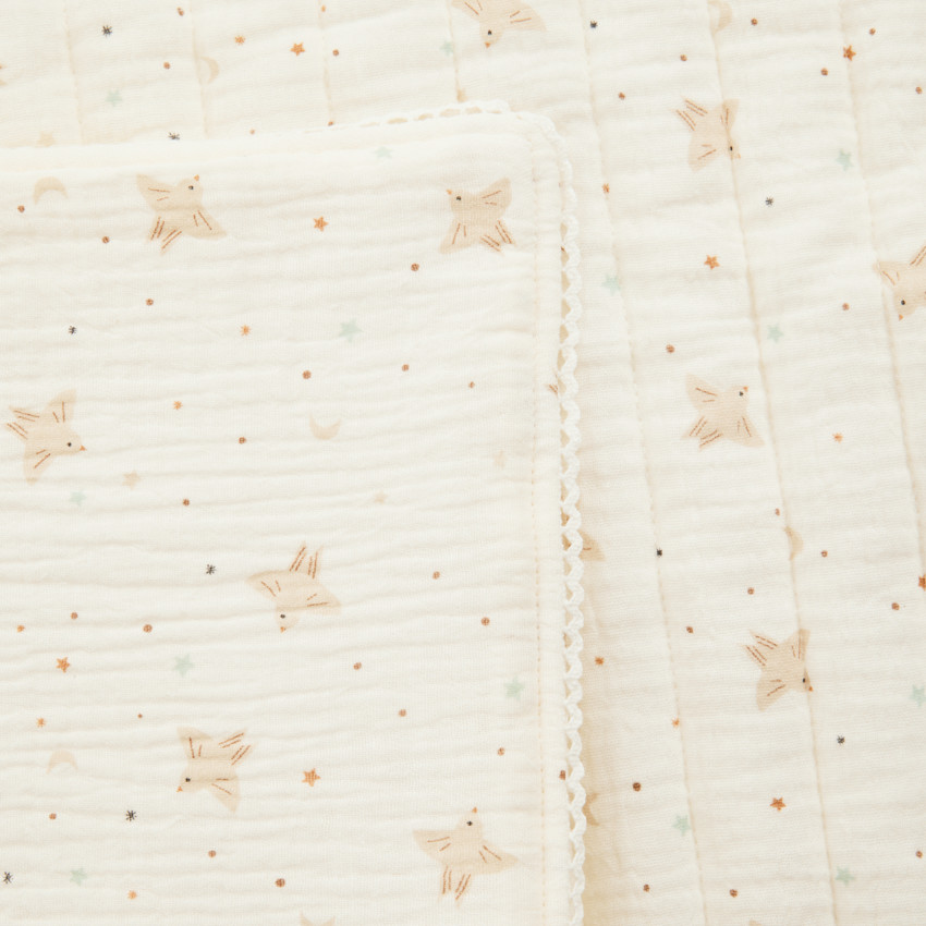 Κουβέρτα καπιτονέ σε tetra 100 x 100 cm TOG 2 Douce Hirondelle εκρού 