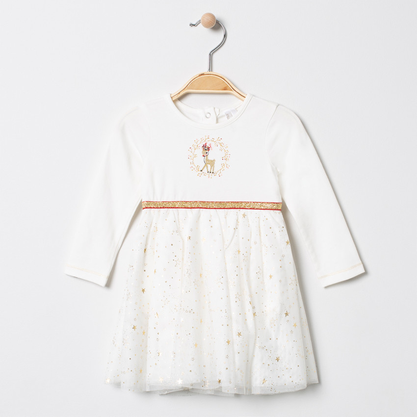 Φόρεμα de fêtes μακρυμάνικο με tulle étoilé 