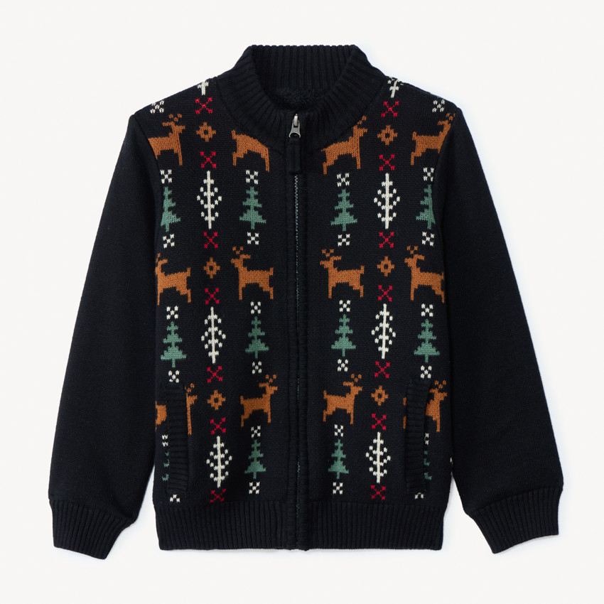 Gilet en tricot doublé avec motifs Noël pour garçon  
