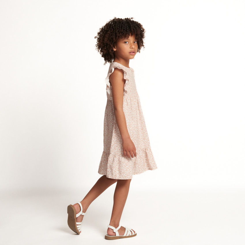 Φόρεμα κοντομάνικο με βολάν και σχέδιο spots για κορίτσι 