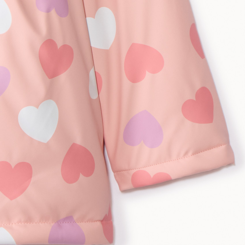 Parka gomme à couleur changeante imprimé cœurs pour fille 