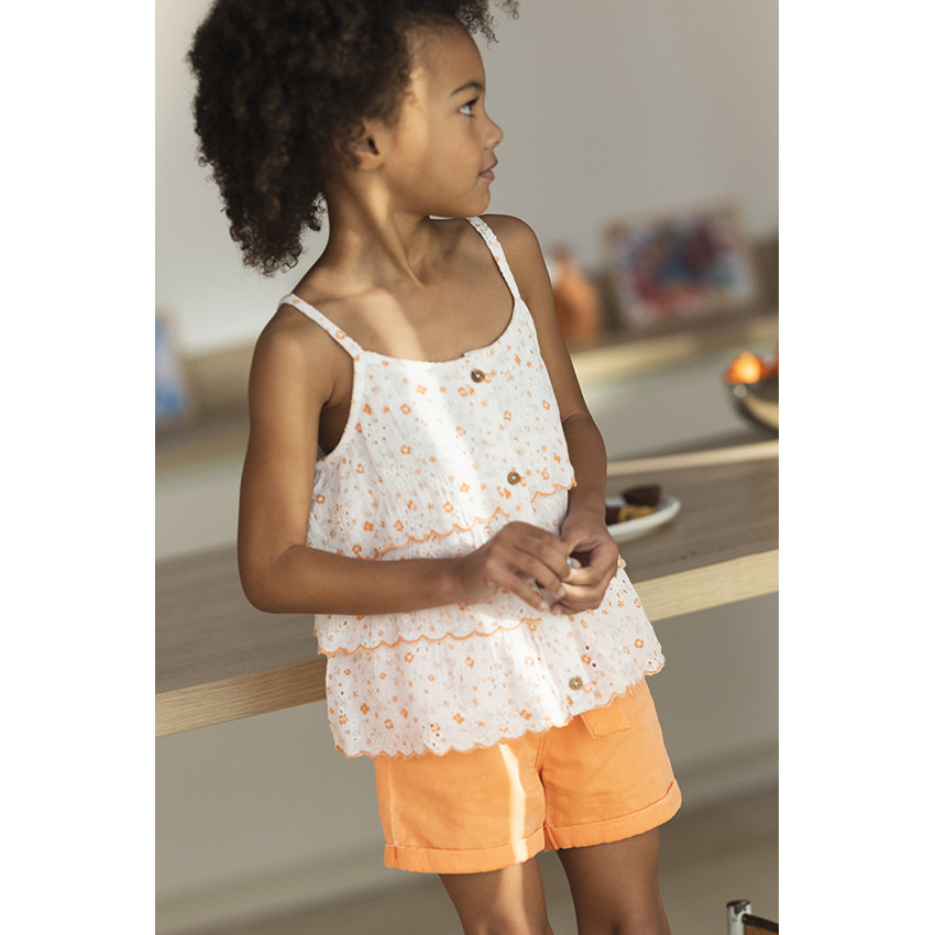 Top volanté en broderie anglaise imprimé fleuri pour fille  Additional Top volanté en broderie anglaise imprimé fleuri pour fille