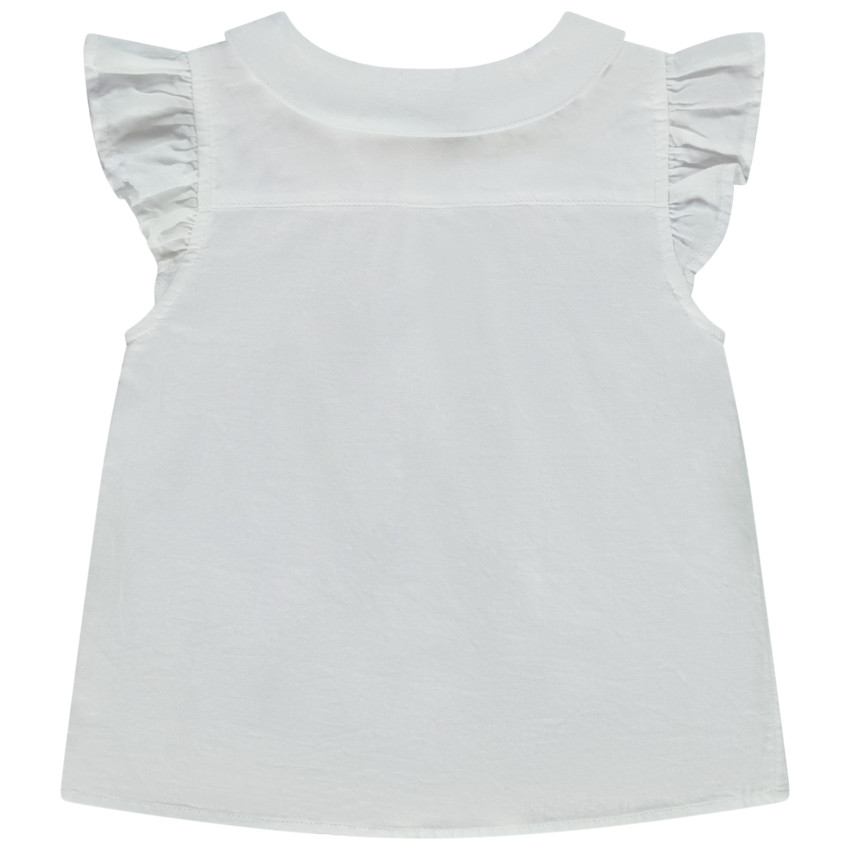 Αμάνικο πουκάμισο με γιακά Claudine και κέντημα για bebe κορίτσι 