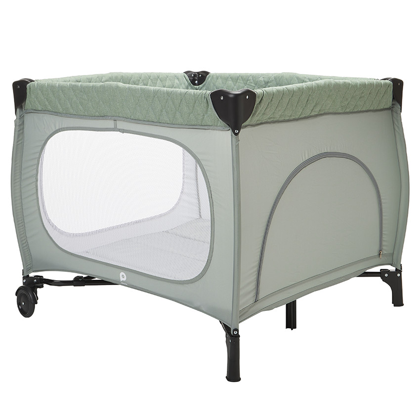 Πτυσσόμενο πάρκο παιχνιδιού Quilty με δίχτυ και ροδάκια πράσινο 