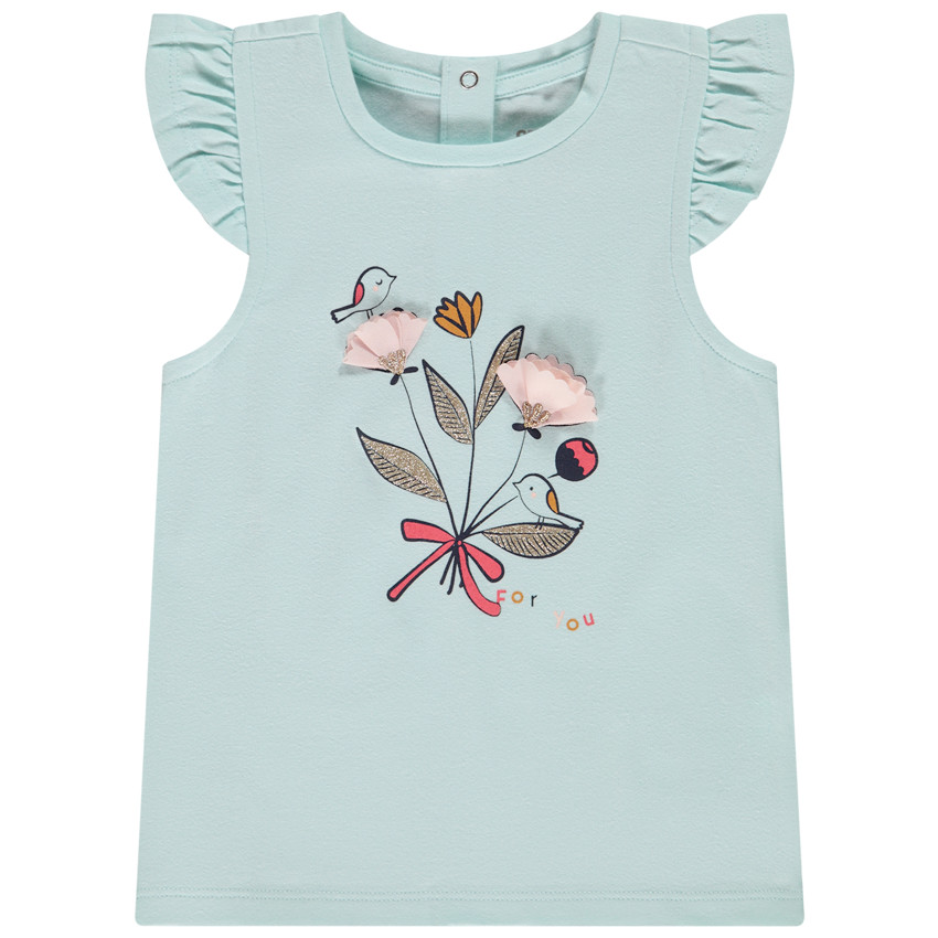 Κοντομάνικο μπλουζάκι με glitter και 3D σχέδιο για bebe κορίτσι 