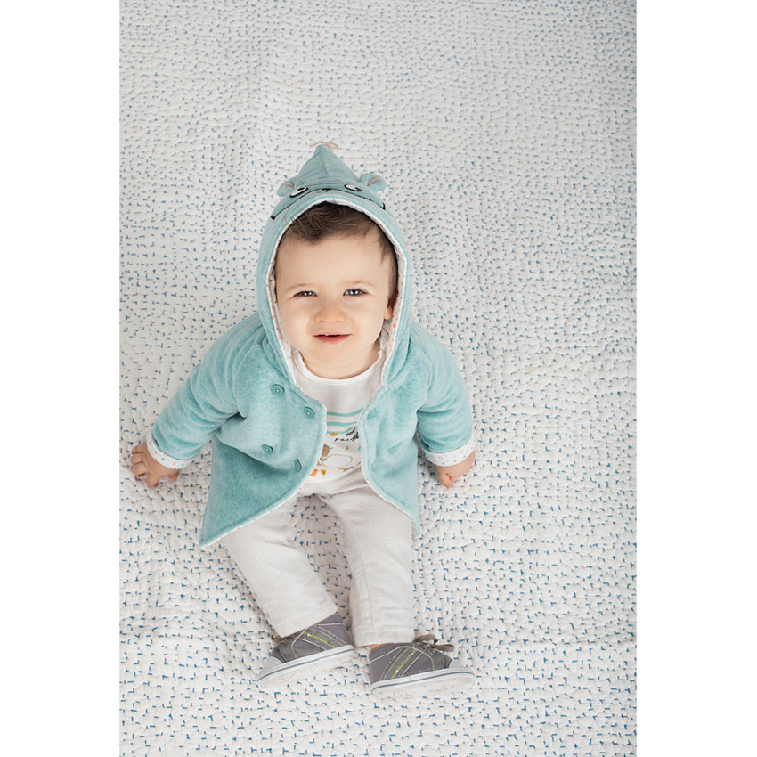 Βελούδινη ζακέτα με μυτερή κουκούλα και κεντημένο ζωάκι  Additional Βελούδινη ζακέτα με μυτερή κουκούλα και κεντημένο ζωάκι