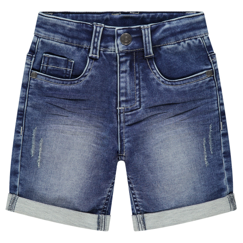 Τζιν βερμούδα με used όψη και μόνιμες τσακίσεις 