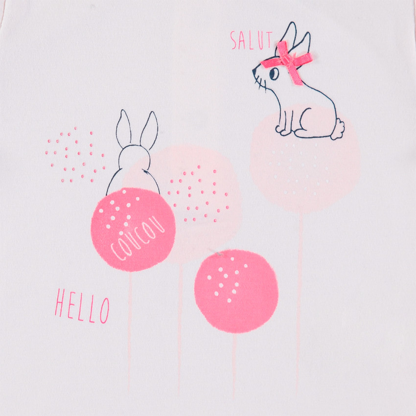 Φόρμα 3 κομματιών από βιολογικό βαμβάκι με μοτίβο καρδιές και τυπωμένα κουνελάκια 