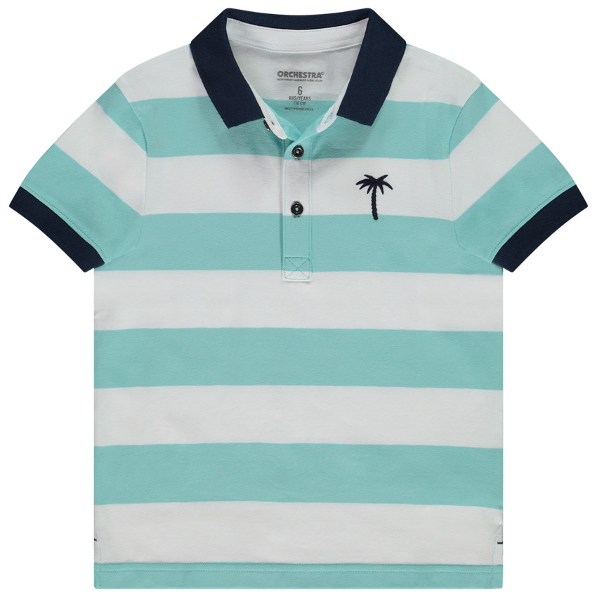Πόλο κοντομάνικο ριγέ με κέντημα φοίνικα για αγόρι 