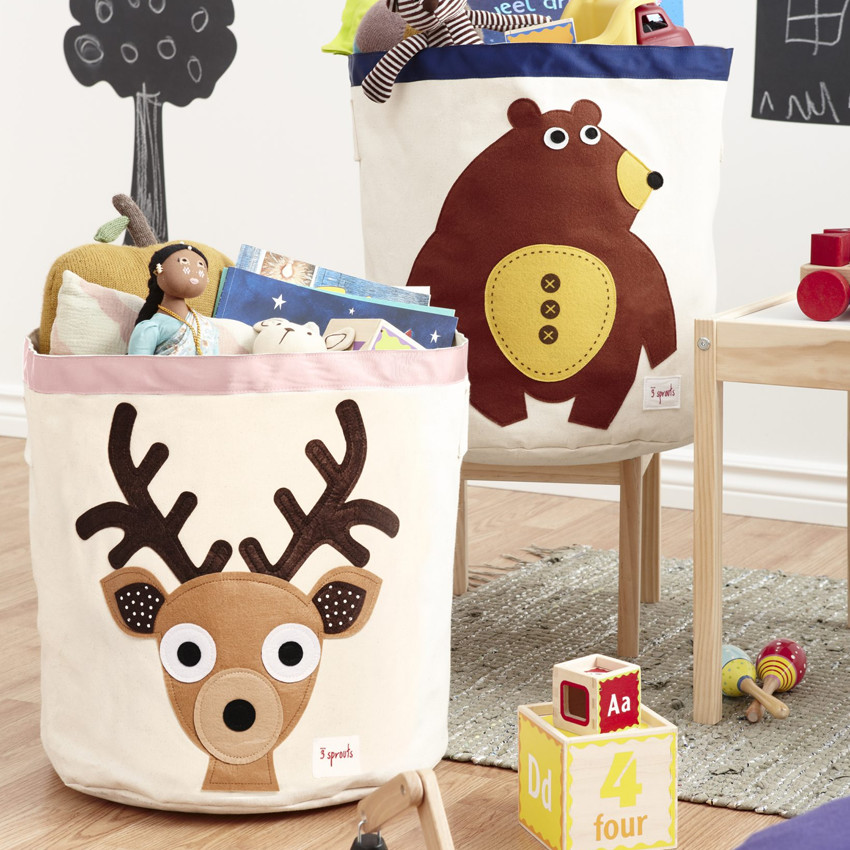 3 Sprouts Στρογγυλό καλάθι για τα παιχνίδια Ελάφι 