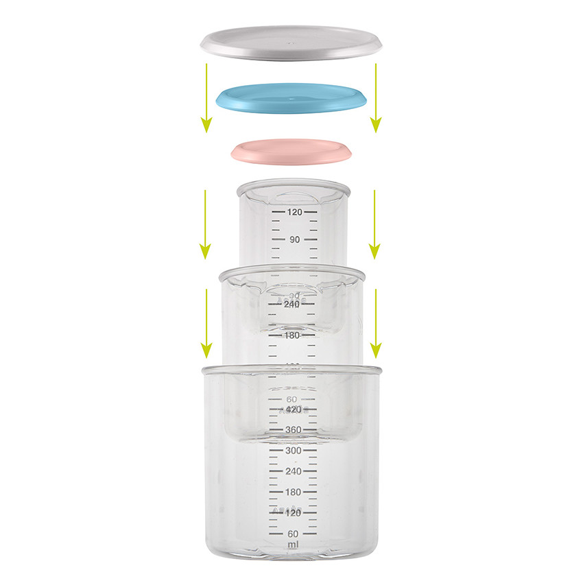 Σετ 3 κουτιών δοσομέτρησης - Ροζ/Μπλε/Γκρι 