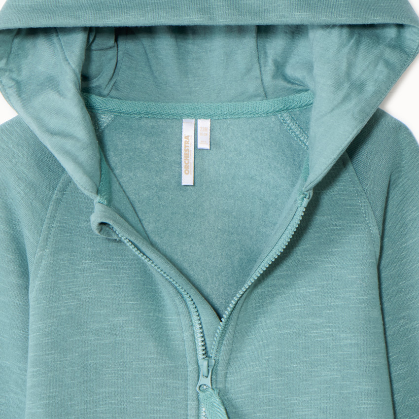 Gilet molleton uni à capuche ourson pour bébé garçon 