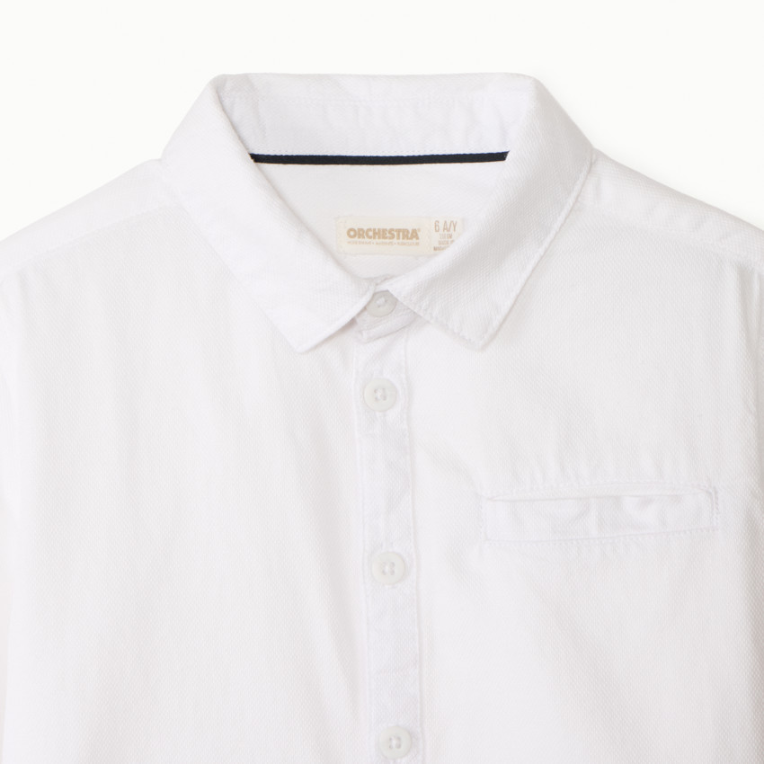 Πουκάμισο με μακριά μανίκια μονόχρωμο και αφαιρούμενη γραβάτα για αγόρι 