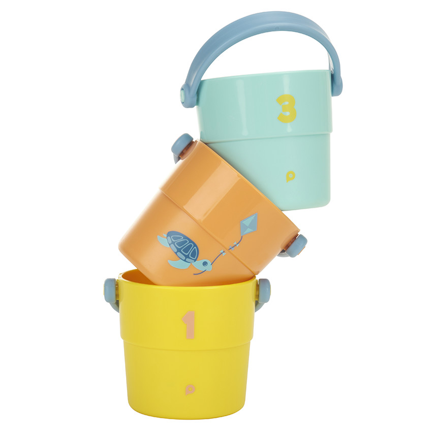 Σετ από 3 διάτρητους κουβάδες μπάνιου στοιβαζόμενους 