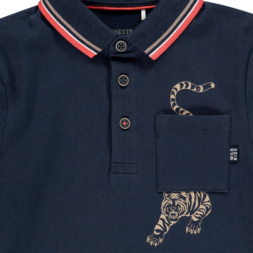 Polo μακρυμάνικο με τσέπη σχέδιο τίγρη για αγόρι 