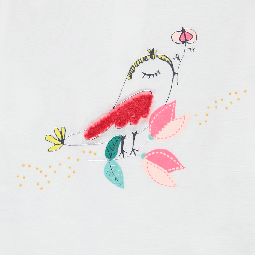 Μπλουζάκι μακρυμάνικο από οργανικό βαμβάκι και τυπωμένα πουλιά   