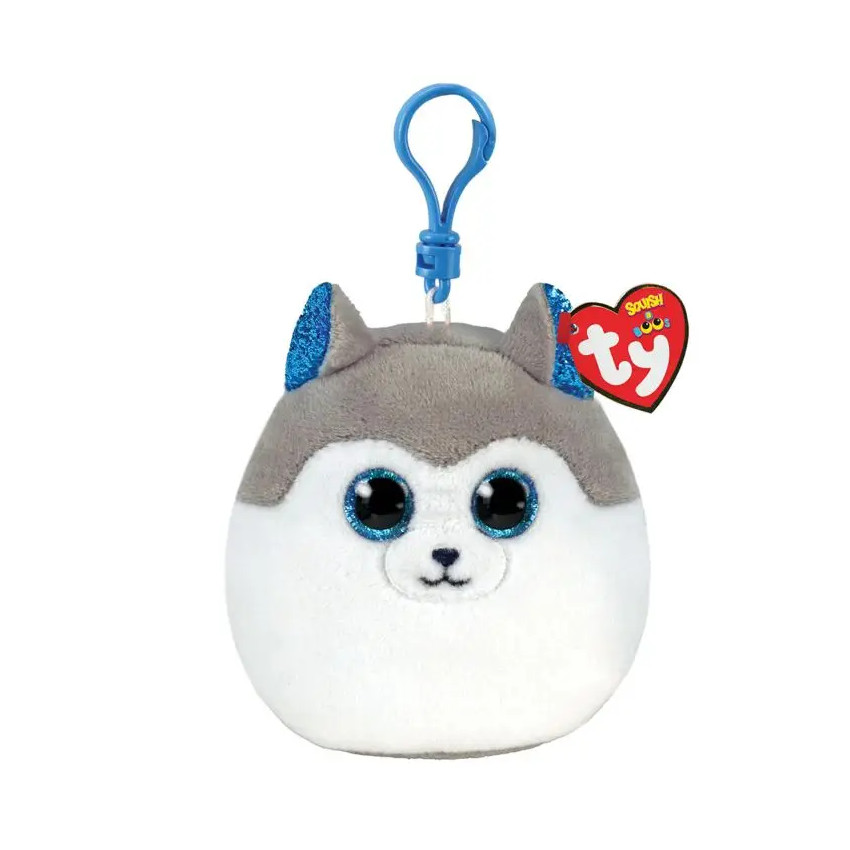 Squishy Beanies Slush Χνουδωτό Κλιπ Σκυλάκι Χάσκυ Λευκό Και Γκρι TY 