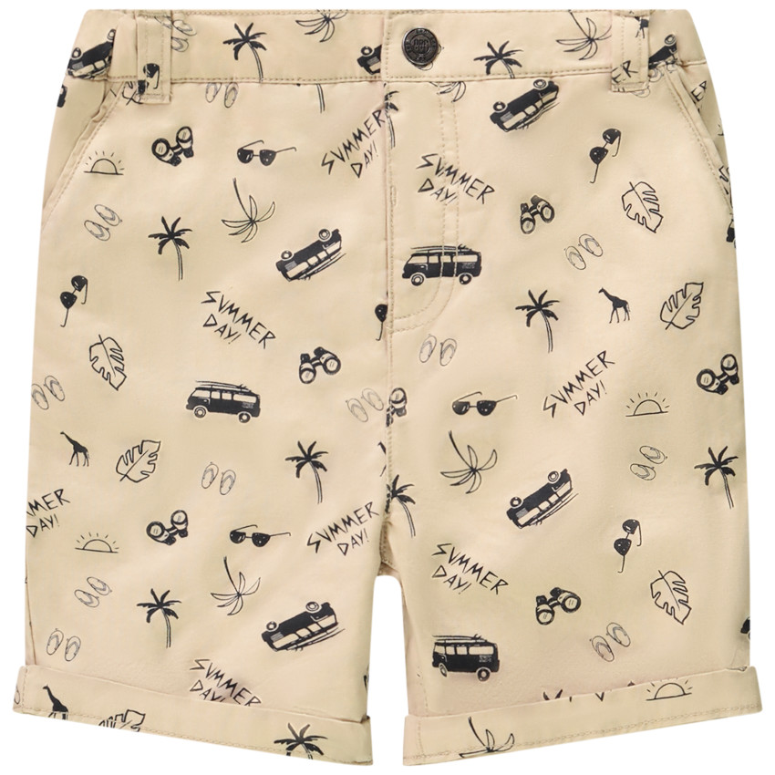 Βερμούδα από ύφασμα twill με εκτύπωση summer day για μωρό αγόρι 