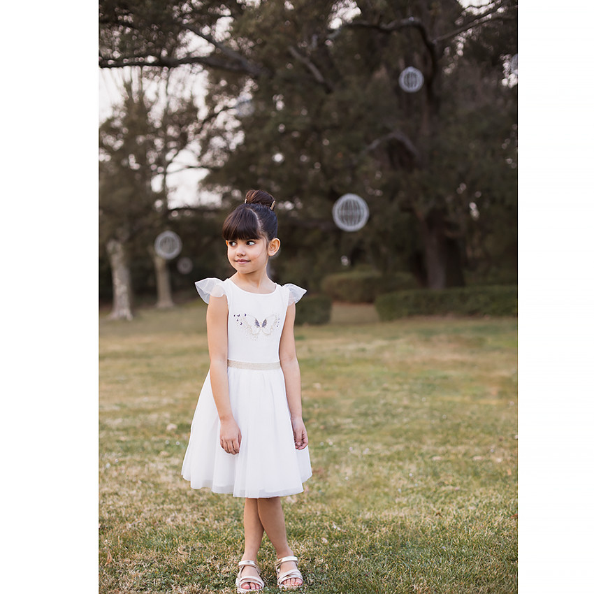 Robe de cérémonie en tulle + ailes de papillon pour fille 