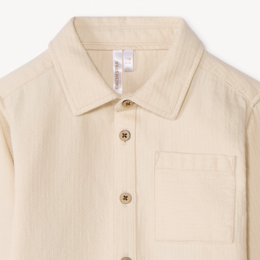 Πουκάμισο με μακριά μανίκια, μονόχρωμο για μωρό αγόρι 