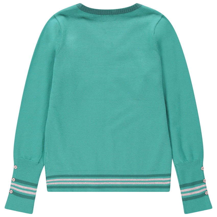 Παιδικά - Πλεκτό πουλόβερ με μεταλλιζέ φράση και πούλιες 