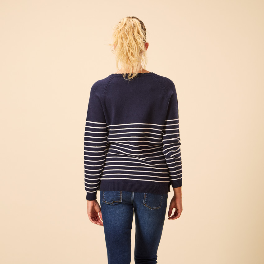 Ριγέ Πλεκτό Πουλόβερ Θηλασμού Σε Ναυτικό Στυλ 