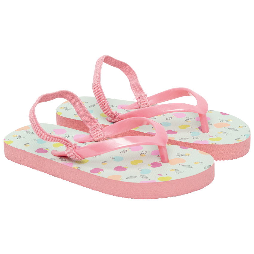 Tongs imprimé pommes pour fille avec lanière selon l'âge 