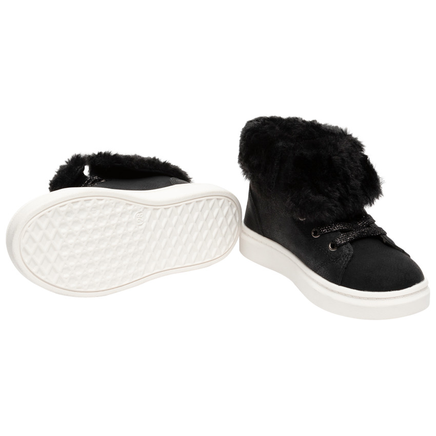 Μποτάκια μαύρα με ψεύτικη γούνα για κορίτσι 