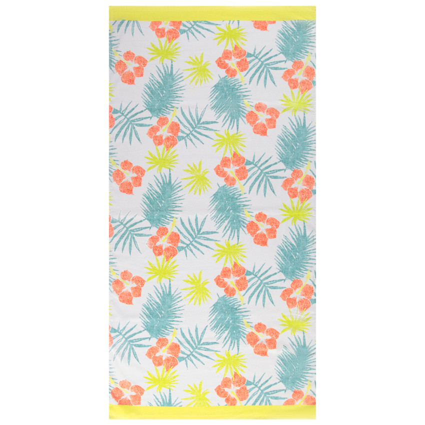 Πετσέτα παραλίας από σφουγγάρι print λουλούδια ιβίσκου 