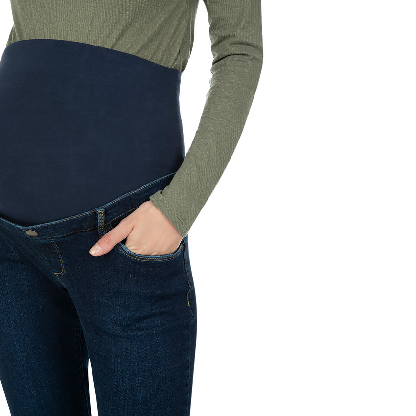 Τζιν εγκυμοσύνης σε γραμμή slim με φαρδιά φάσα ψηλά στη μέση 