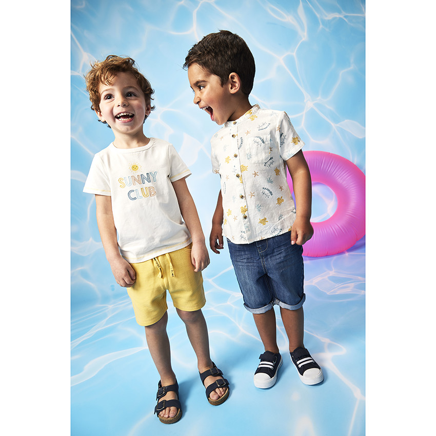 Βερμούδα από εφέ ξεθωριασμένου τζιν για μωρό αγόρι 