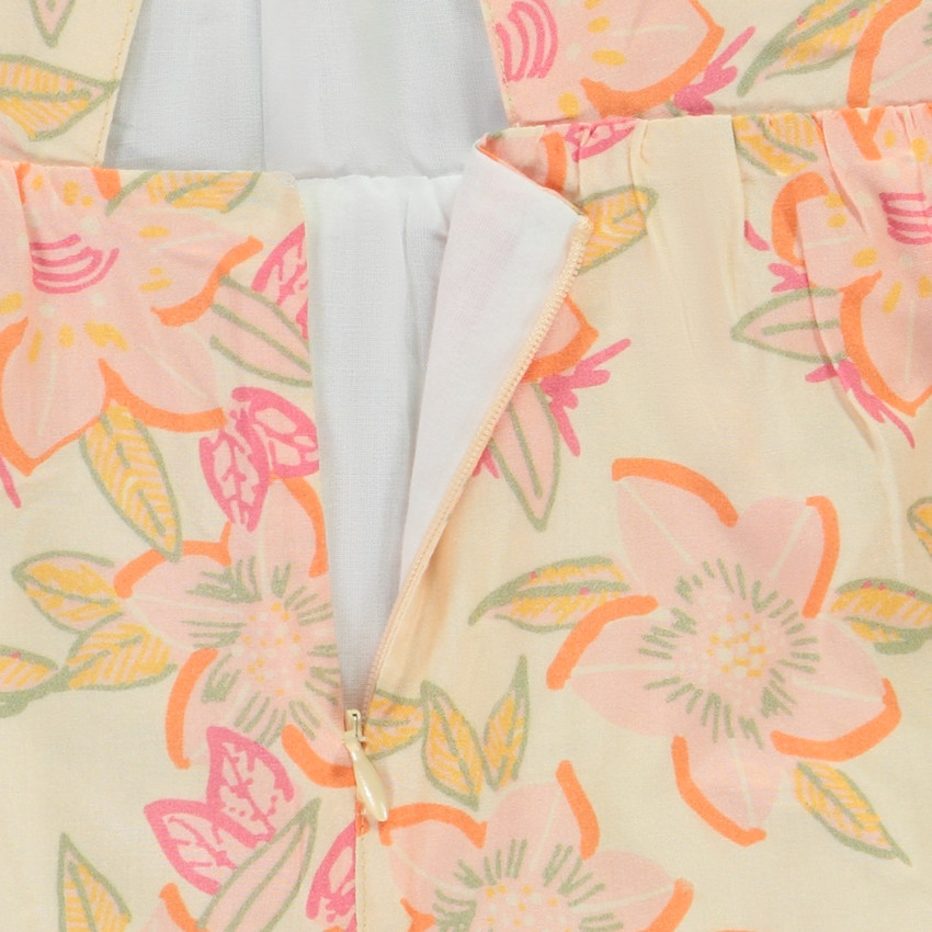 Ολόσωμη φόρμα με στριφτό γιακά και floral σχέδιο για κορίτσι 