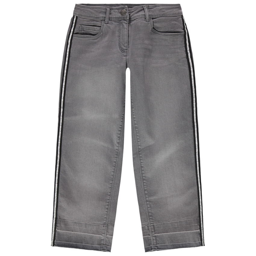 Παιδικά - Γκρι τζιν με used όψη και ασημί λωρίδες 