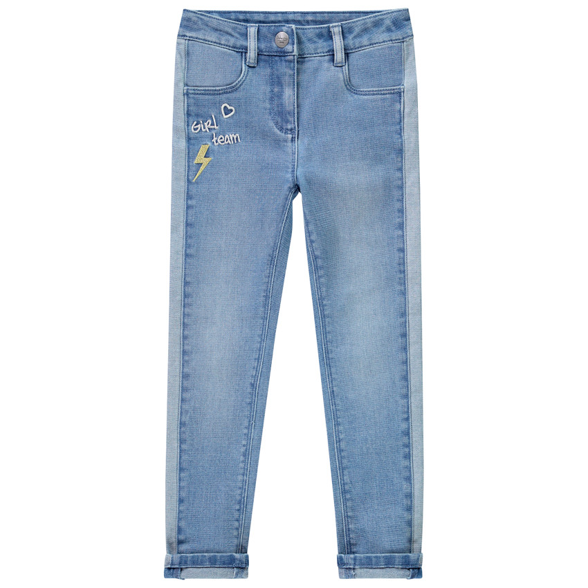 Jean slim με μήνυμα κέντημα για κορίτσι 