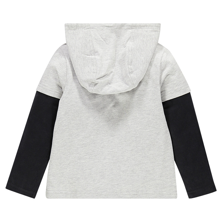 Tee-shirt manches longues à capuche effet 2 en 1 avec visuel vintage   Additional Tee-shirt manches longues à capuche effet 2 en 1 avec visuel vintage