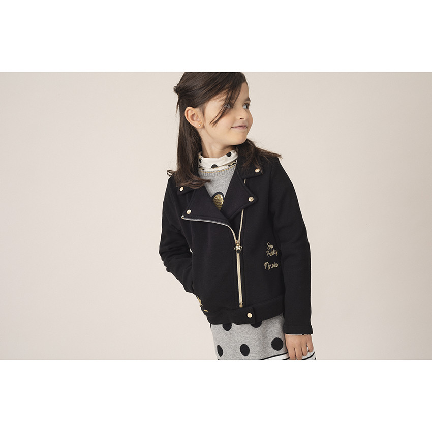 Πλεκτό κοντομάνικο φόρεμα με στάμπα τη Μίνι της Disney και χρυσαφί φιόγκο 