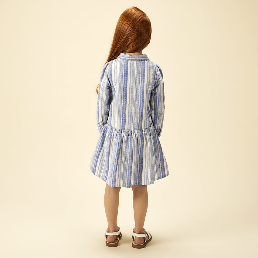 Ριγέ φόρεμα πουκάμισο με μακριά μανίκια για κορίτσι 