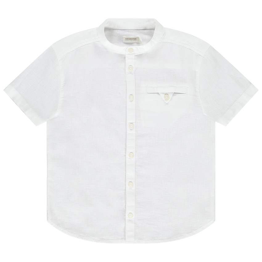 Πουκάμισο κοντομάνικο μονόχρωμο με γιακά mao 