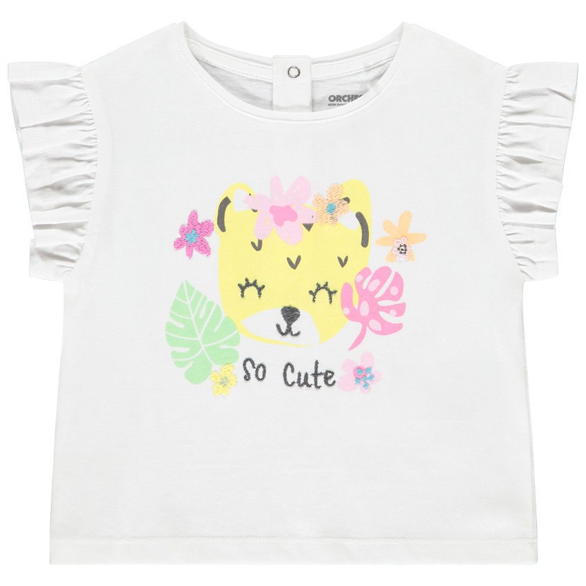 Κοντομάνικο T-shirt με σχέδιο λεοπάρ για bebe κορίτσι 