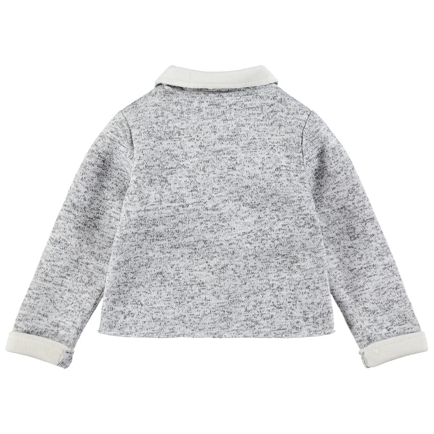 Μπουφάν perfecto από γκρι μελανζέ φανέλα με λεπτή επένδυση sherpa 