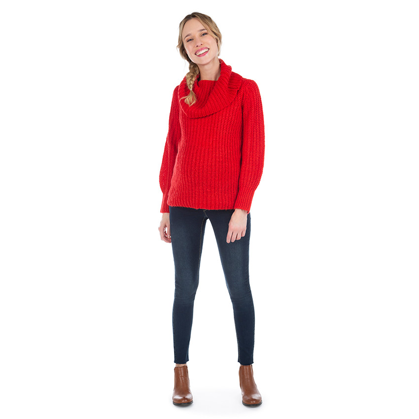 Πουλόβερ εγκυμοσύνης με γυριστό λαιμό σε πλεκτή πλέξη 