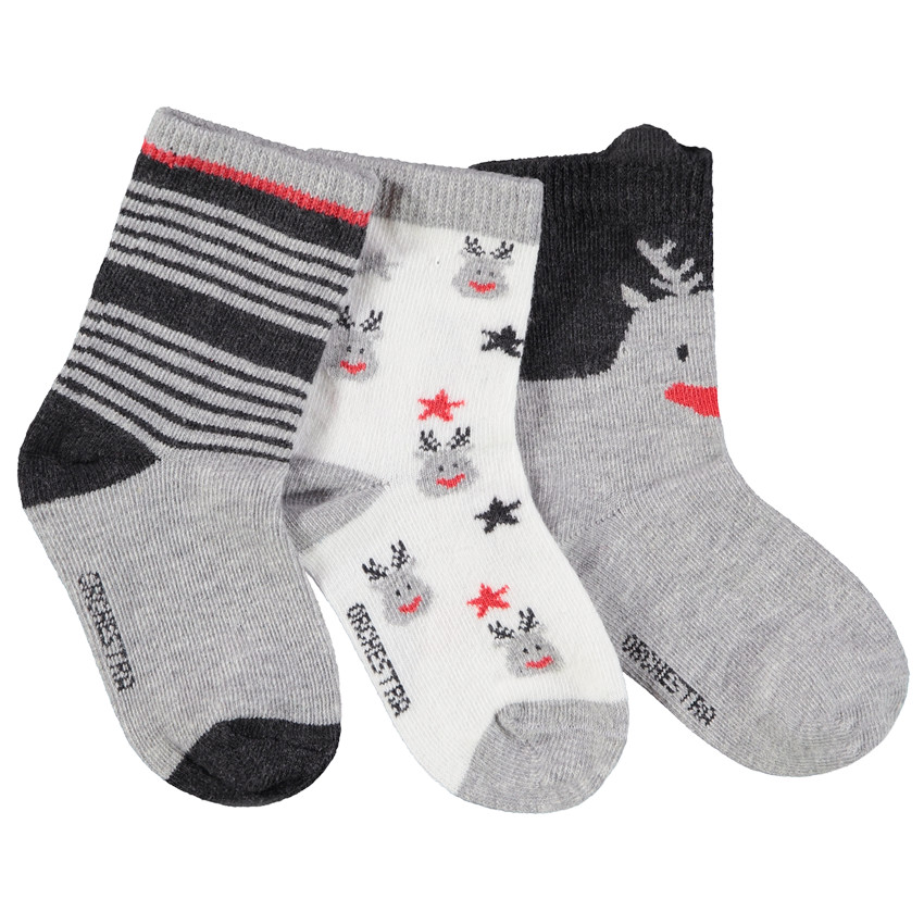 Lot de 3 paires de chaussettes esprit de Noël pour bébé garçon 
