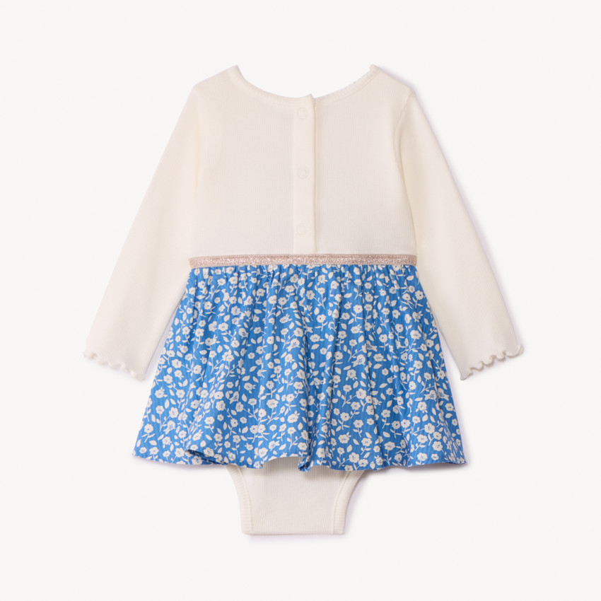 Φόρεμα body μακρυμάνικο effet 2 σε 1 λουλουδάτο για bebe κορίτσι 