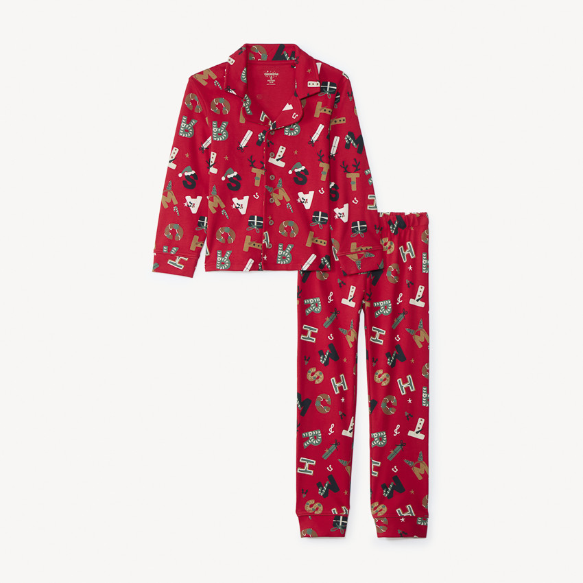 Set pyjama long en interlock imprimé Noël pour garçon 